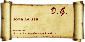 Doma Gyula névjegykártya
